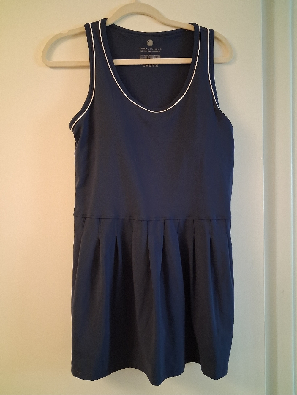 Yogalicious Navy Blue Tank Dress with White Piping